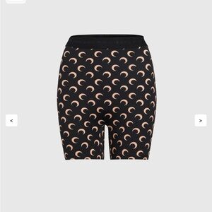 Marine Serre Black Bike Shorts with Tan Crescent Pattern